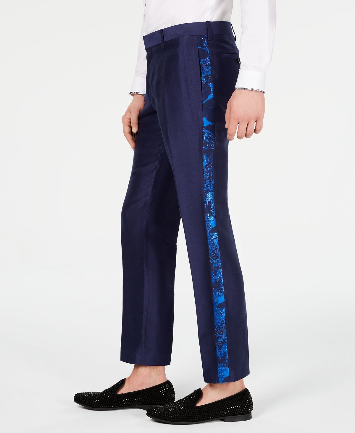 INC International Concepts Men's Milan Metallic Slim Fit Pants Blue Size 36X30