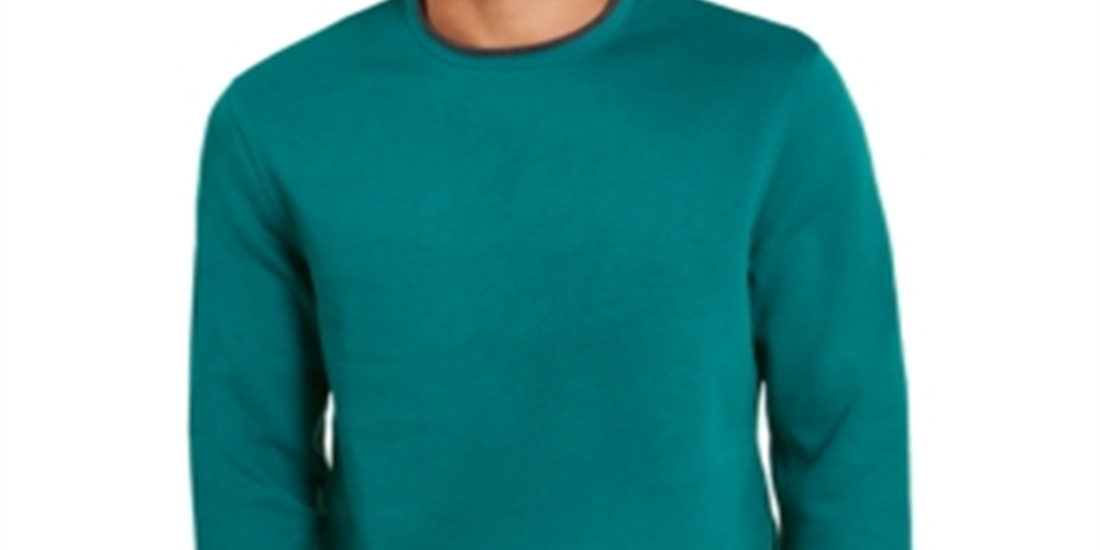 Alfani Men's Knit Long Sleeves Crew Sweatshirt Green Size Medium