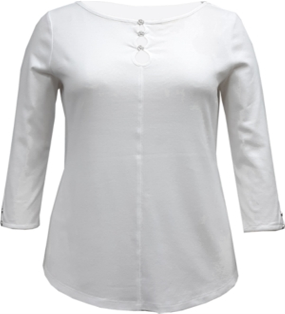 Karen Scott Women's Cotton Triple Keyhole Top White Size Small