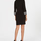 Jessica Howard Women's Houndstooth Long Sleeve Cowl Neck Above the Knee Sheath Wear to Work Dress Black Size Small