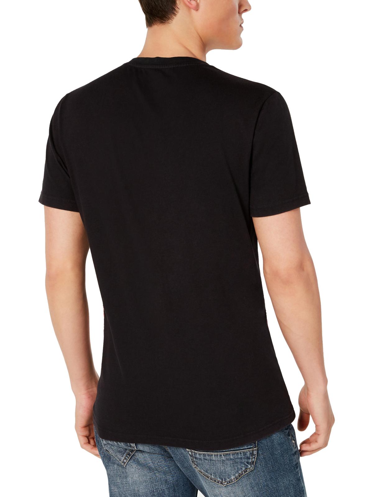 American Rag Men's Print Short Sleeve Henley Shirt Black Size Small