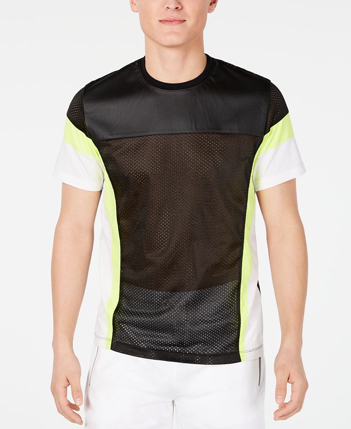 INC International Concepts Men's Sleep Walker Mesh Faux Leather T-Shirt Black Size XX-Large