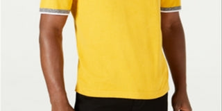 Alfani Men's Mock Neck Short Sleeves Sweater Yellow Size Small