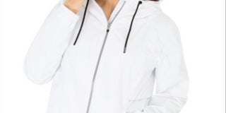 Calvin Klein Women's Performance Hooded Side Snap Jacket White Size Medium