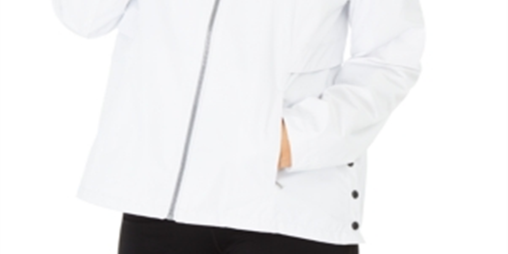 Calvin Klein Women's Performance Hooded Side Snap Jacket White Size Medium