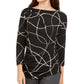 Alfani Women's Printed Ruched Top Black Size Small
