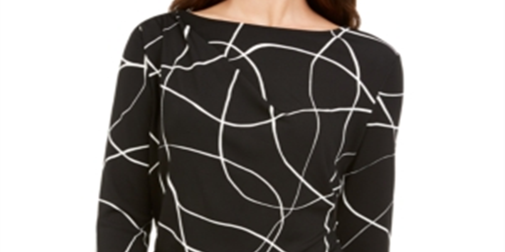 Alfani Women's Printed Ruched Top Black Size Small