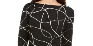 Alfani Women's Printed Ruched Top Black Size Small