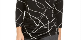 Alfani Women's Printed Ruched Top Black Size Small