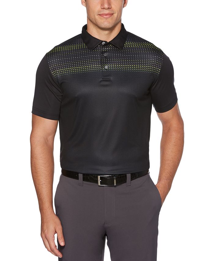 Pga Tour Men's Geo Print Polo Black Size Medium