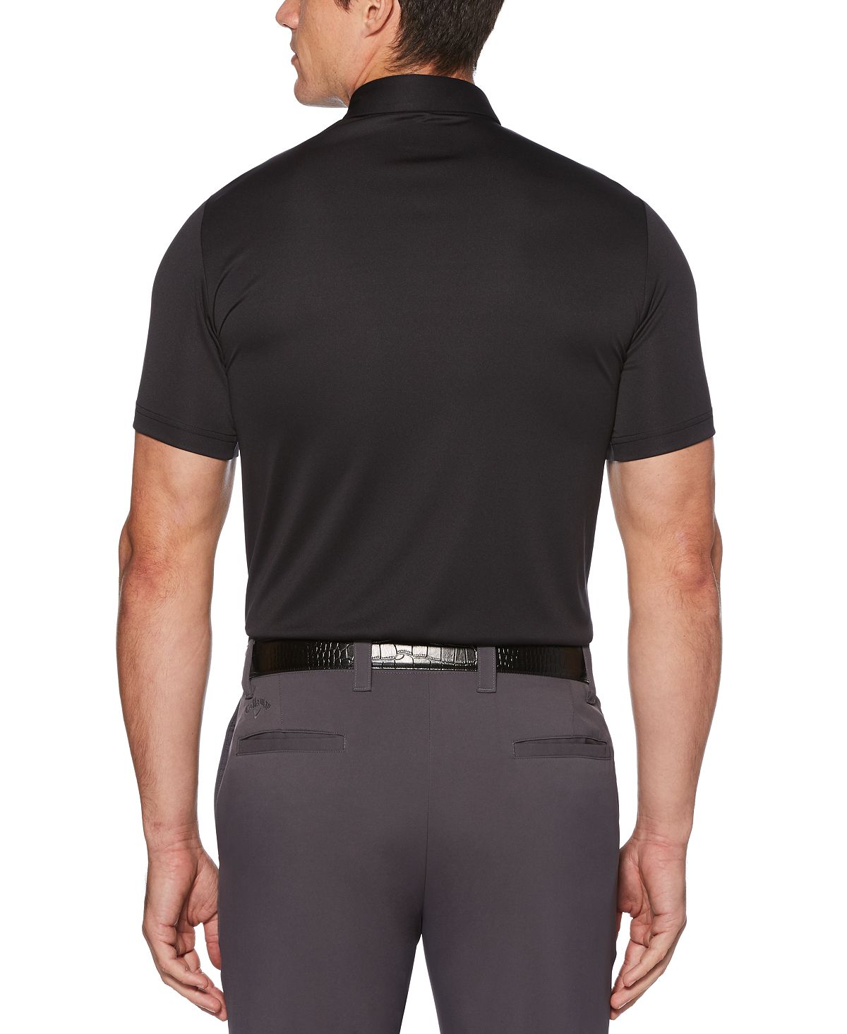 Pga Tour Men's Geo Print Polo Black Size Medium