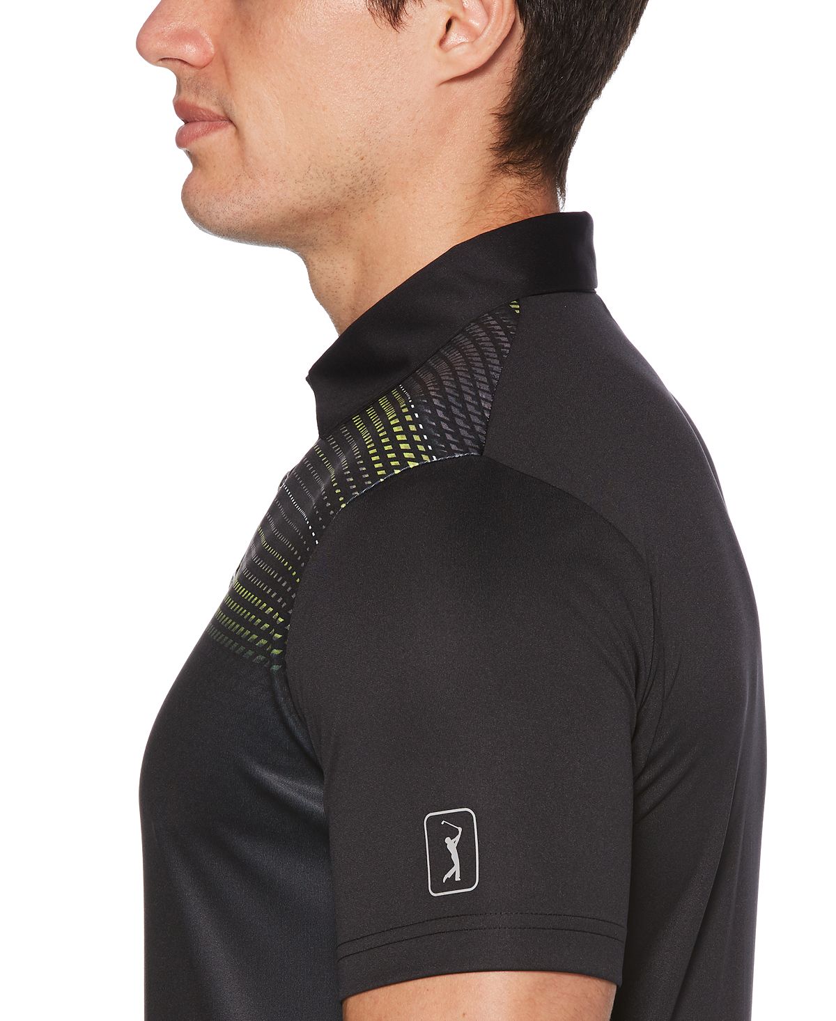 Pga Tour Men's Geo Print Polo Black Size Medium