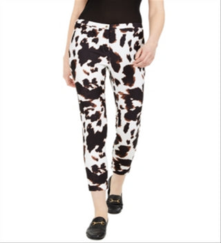 Calvin Klein Women's X Fit Cow Print Slim Ankle Pants Black Size 4