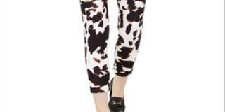 Calvin Klein Women's X Fit Cow Print Slim Ankle Pants Black Size 4