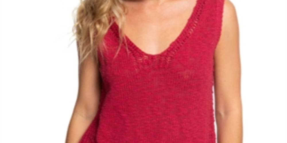 Roxy Women's Claret Blooming Season V Neck Tank Top Red Size Medium