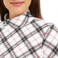 Karen Scott Women's Plaid Printed Mock Neck Top Black Size Petite M
