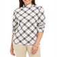 Karen Scott Women's Plaid Printed Mock Neck Top Black Size Petite M