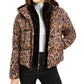 Juicy Couture Women's Volumized Winter Animal Print Puffer Jacket Brown Size Large