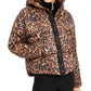 Juicy Couture Women's Volumized Winter Animal Print Puffer Jacket Brown Size Large