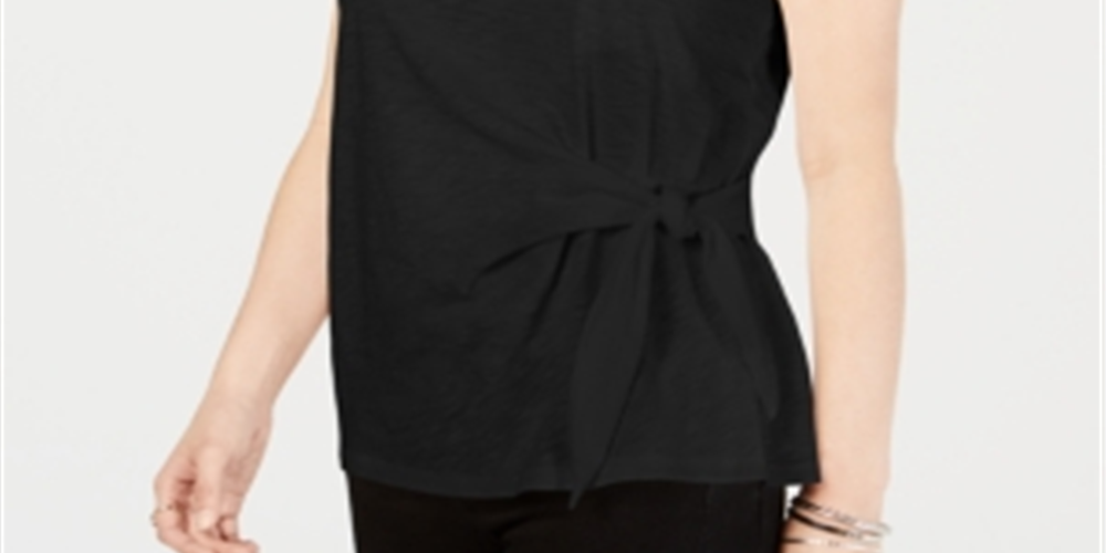 Style & Co Women's Side Tie Top Black Size X-Small