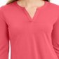 Charter Club Women's Supima Cotton Split Neck Top Red Size Large
