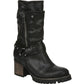 Carlos By Carlo Santana Women's Harness Detail Lug Sole Studded Georgina Round Toe Block Heel Boots Black Size 6 M
