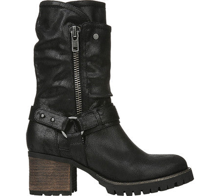 Carlos By Carlo Santana Women's Harness Detail Lug Sole Studded Georgina Round Toe Block Heel Boots Black Size 6 M