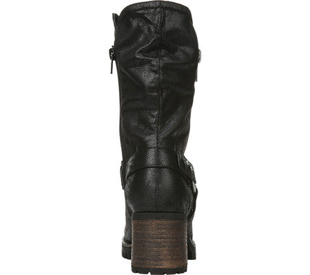 Carlos By Carlo Santana Women's Harness Detail Lug Sole Studded Georgina Round Toe Block Heel Boots Black Size 6 M