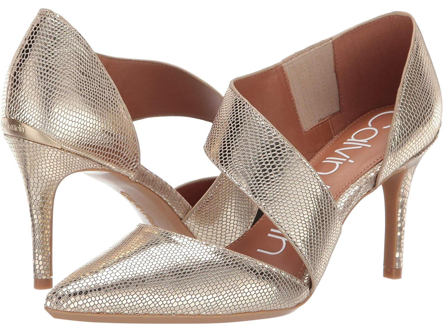 Calvin Klein Women's Gella Leather Pointed Toe Ankle Wrap Classic Pumps Yellow Size 10 M