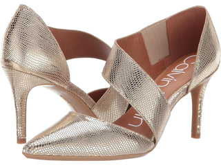 Calvin Klein Women's Gella Leather Pointed Toe Ankle Wrap Classic Pumps Yellow Size 10 M