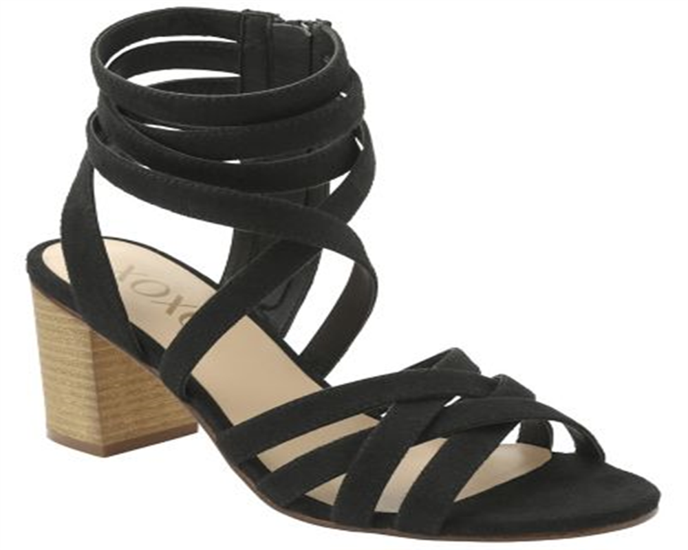 XOXO Women's Eden Dress Heels Faux Suede Strappy Black Size 8.5