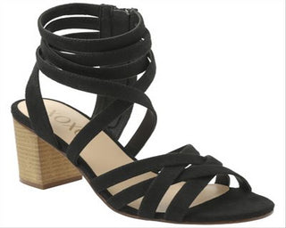 XOXO Women's Eden Dress Heels Faux Suede Strappy Black Size 8.5