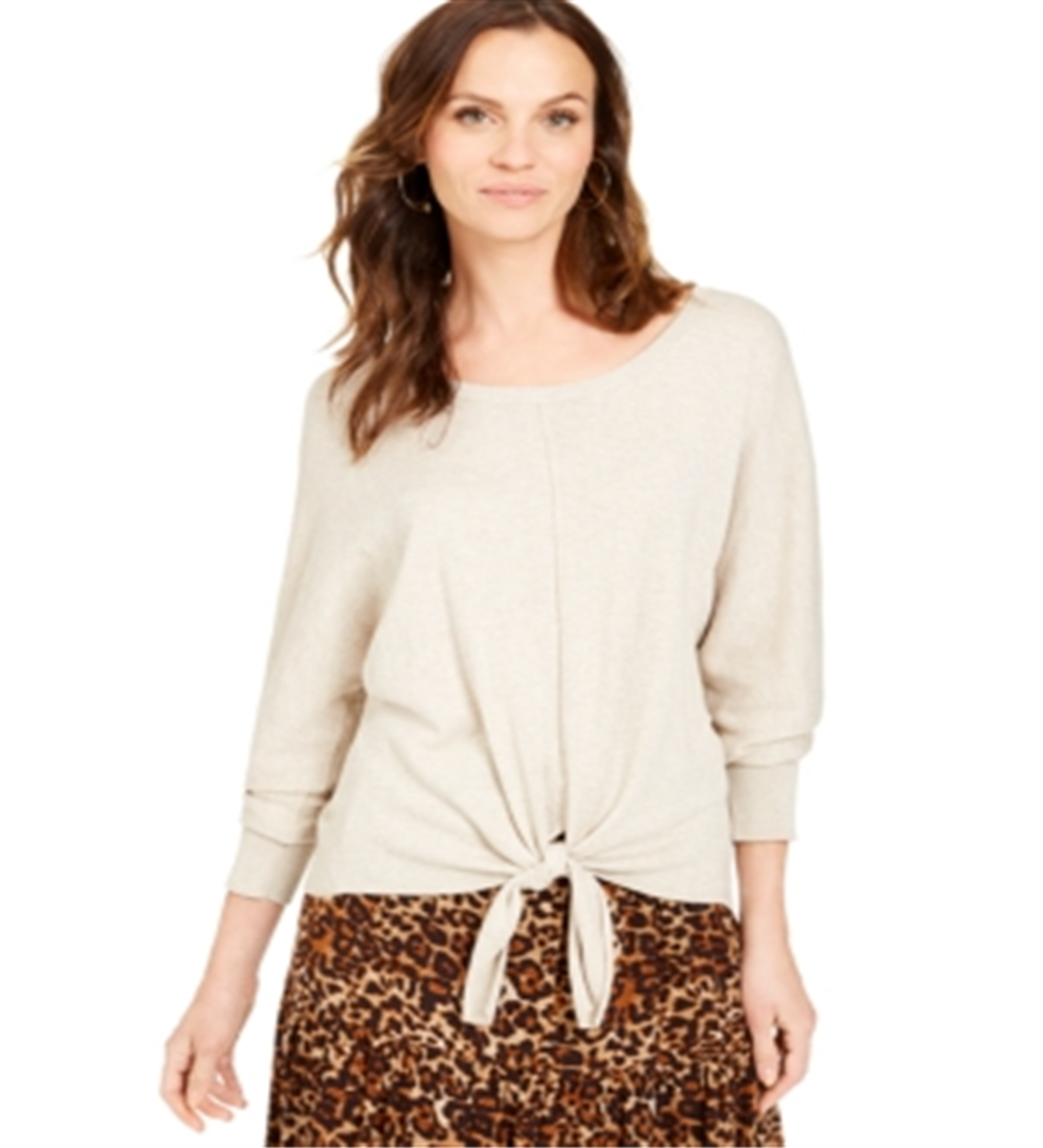 Style & Co Women's Tie Front Sweater Brown Size Large