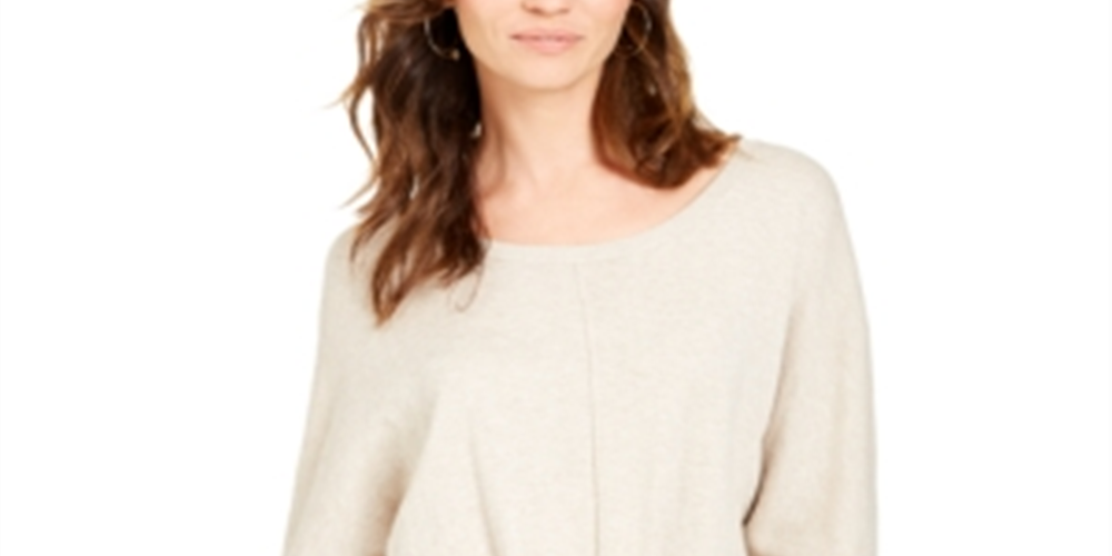 Style & Co Women's Tie Front Sweater Brown Size Large