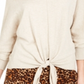 Style & Co Women's Tie Front Sweater Brown Size Large