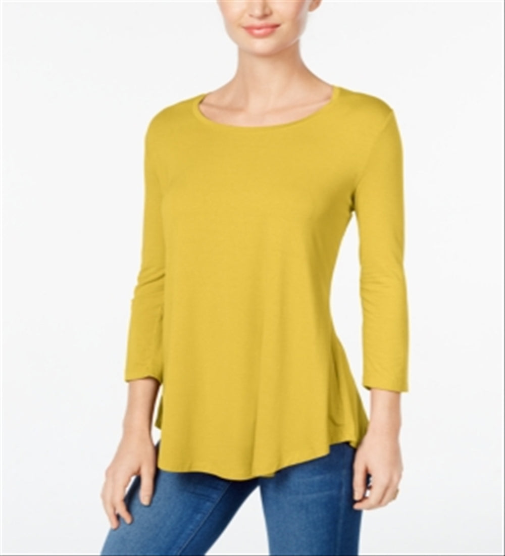 JM Collection Women's Scoop Neck Top Yellow Size Small