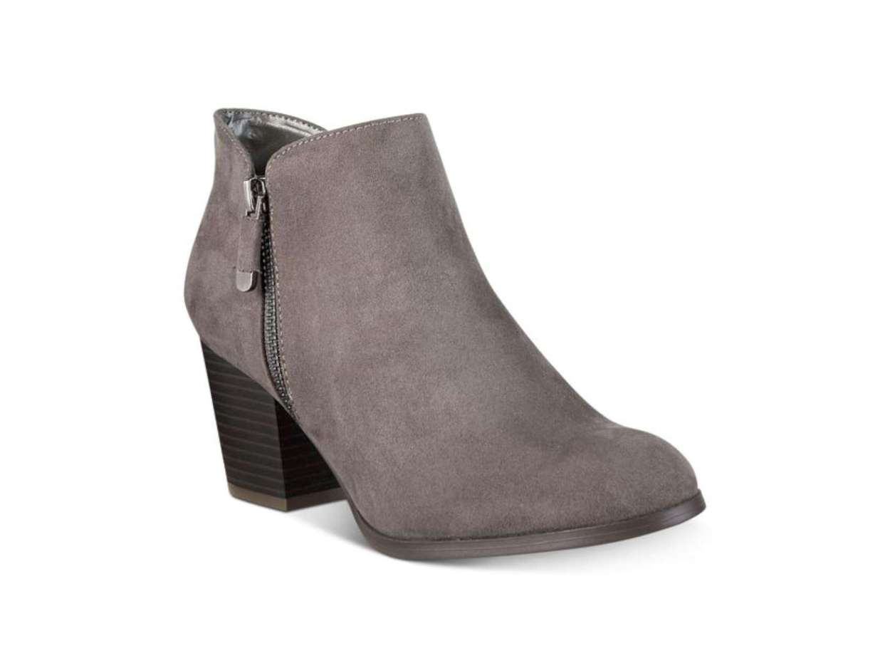 Style & Co Women's Almond Toe Block Heel Zip up Booties Gray Size 10 M