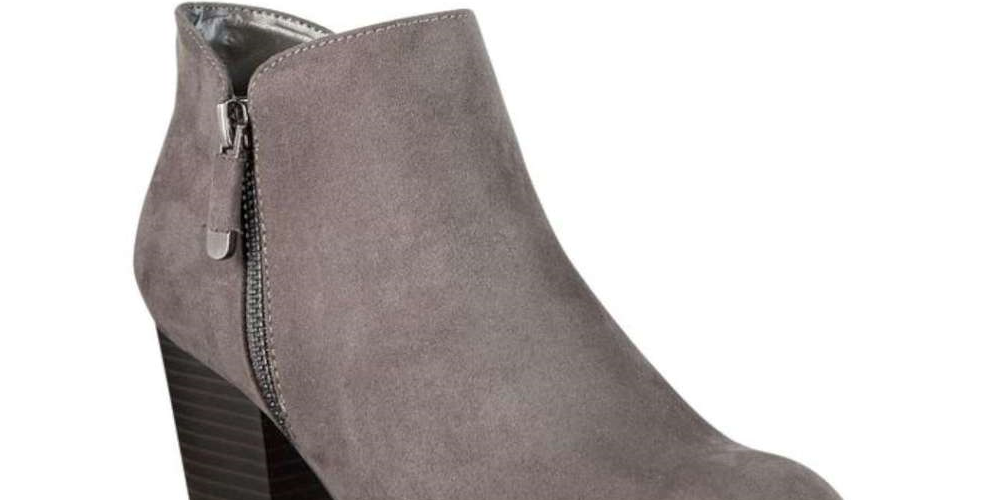Style & Co Women's Almond Toe Block Heel Zip up Booties Gray Size 10 M
