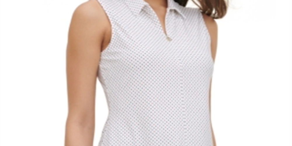 Tommy Hilfiger Women's Sleeveless Polka Dot Print Top White Size Medium