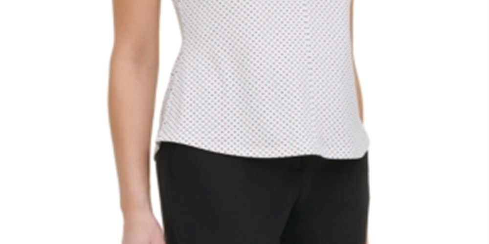 Tommy Hilfiger Women's Sleeveless Polka Dot Print Top White Size Medium