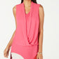 Alfani Women's Sleeveless Draped Front Top Pink Size Petite L