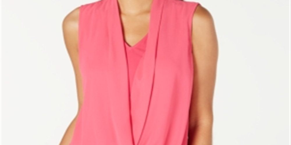Alfani Women's Sleeveless Draped Front Top Pink Size Petite L