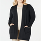 JM Collection Women's Plus Button Sleeve Flyaway Cardigan Sweater Black Size 1X