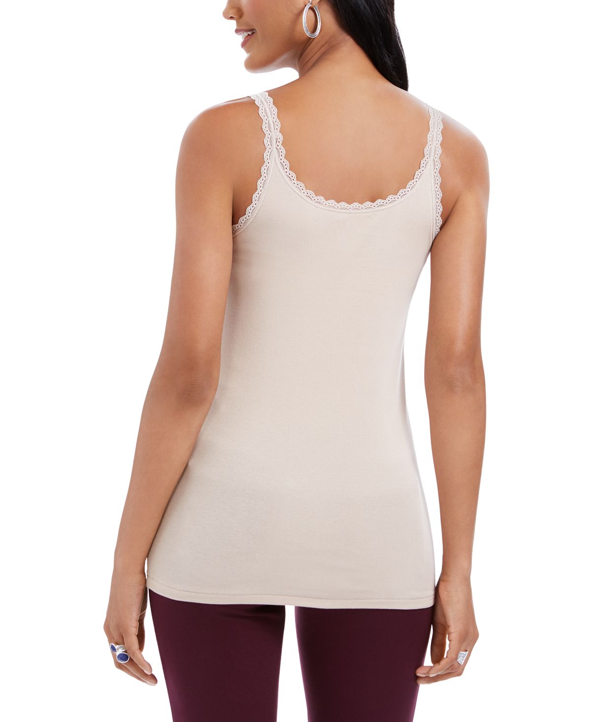 Style & Co Women's Lace Trim Tank Top Blue Size Petite XL