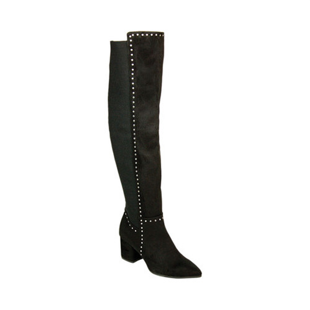 Seven Dials Women's Nicki Fabric Pointed Toe Over Knee Fashion Boot Black Size 6.0