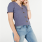 American Rag Junior's Button TrimRuffle Top Blue Size Large