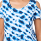 JM Collection Women's Printed Cold Shoulder Top Blue Size Large