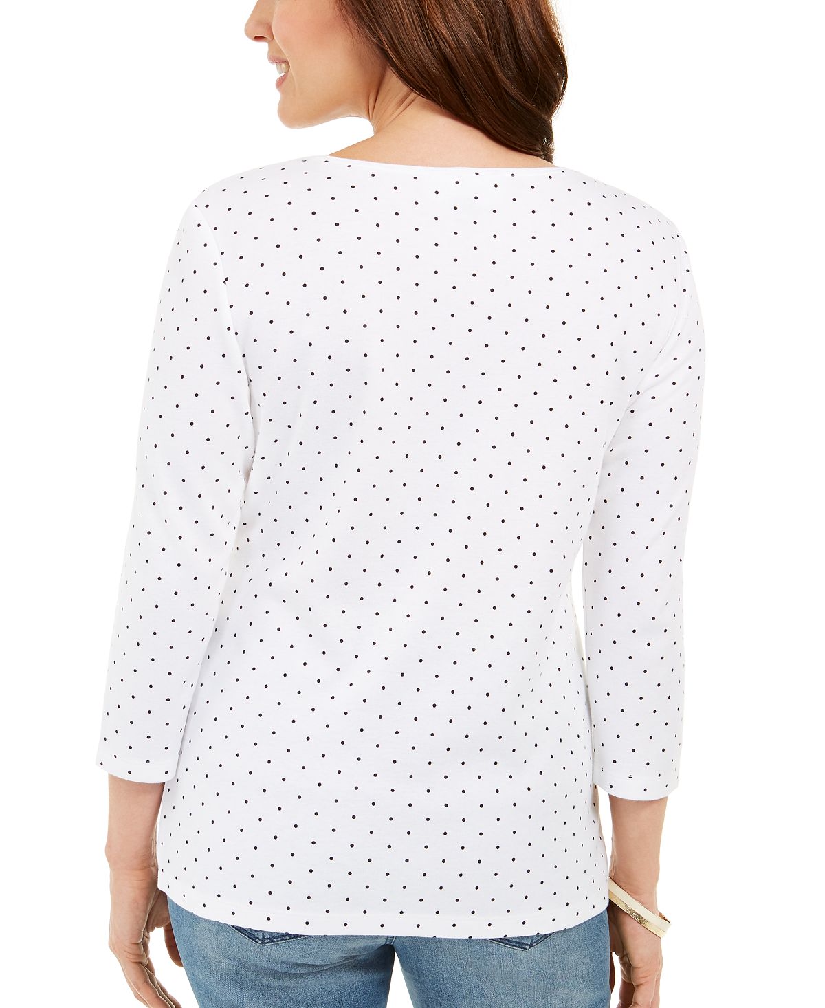 Karen Scott Women's Dot Print Top White Size Petite Large