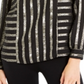 Alfani Women's Metallic Striped Crewneck Knit Top Black Size X-Small
