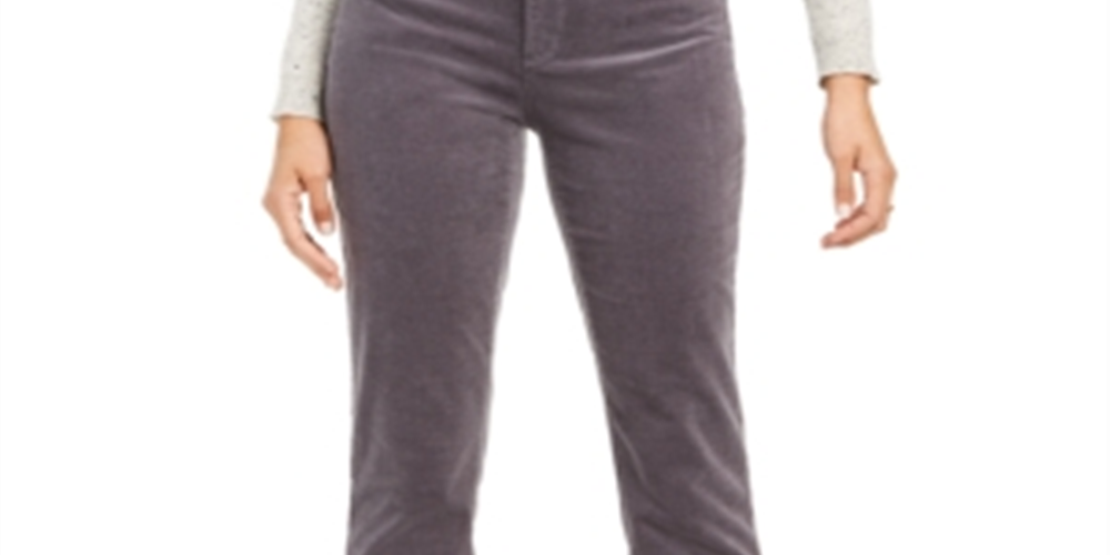 Charter Club Women's Lexington Tummy Control Corduroy Pants Gray Size 16X4.5